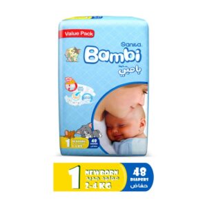 Sanita Bambi Baby Diaper Value Pack Size 1 New Born 2-4kg 48pcs
