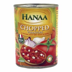 Hanaa Chopped Tomatoes In Tomato Juice With Onion And Garlic 400g