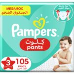 Pampers Baby-Dry Pants Diapers Size 3, 6-11kg With Stretchy Sides for Better Fit 105pcs