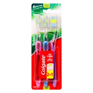Colgate Toothbrush Twister Deep Cleaning Medium Assorted Colours 2+1