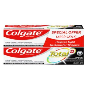 Colgate Total 12 Whole Mouth Health Toothpaste Charcoal 2 x 75ml
