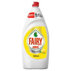 Fairy Plus Lemon Dishwashing Liquid Soap With Alternative Power To Bleach 1.25Litre