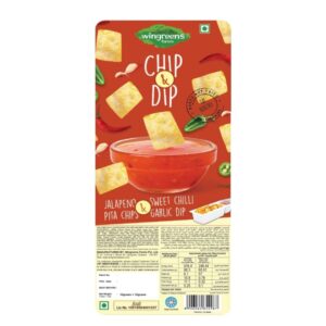 Wingreens Farms Chip & Dip Jalapeno Pita Chips & Sweet Chilli Garlic Dip 70g