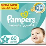 Pampers Baby-Dry Diapers Size 4, 9-14kg with Leakage Protection 60pcs