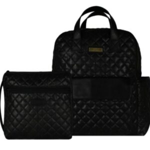 Momymoo - City Changing Bag with Grab n Go - Quilted Black