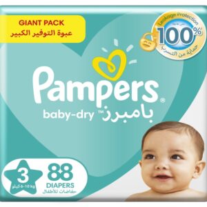 Pampers Baby-Dry Diapers Size 3, 6-10kg with Leakage Protection 88pcs