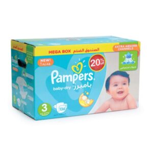 Pampers Baby Dry Size3, 5-9kg Mega Box 136 Count