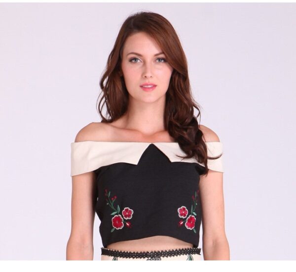 Ladies Top – Off shoulder Blouse with Floral Design