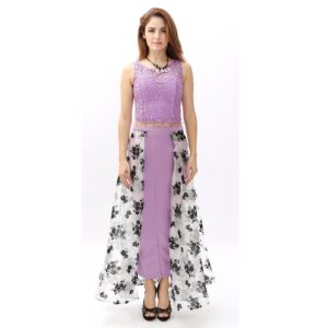 Ladies top – Violet Sleeveless with Floral Design