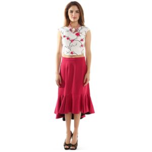 Ladies top – White with Cherry Blossom Design