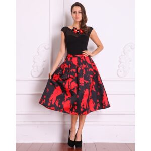 Skirt – Black with Splattered Red Design 26
