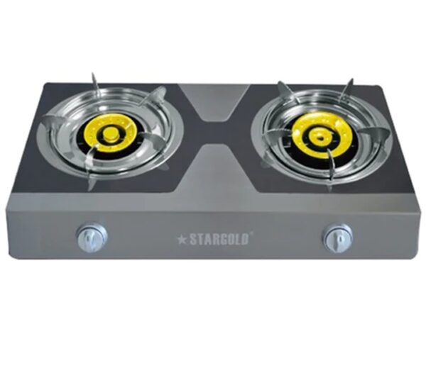 StainlessSteel2BurnerGasStoveErgonomicDesignAutomaticIgnition