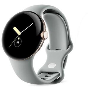 Google-Pixel-Watch-Polished-Silver-case-Charcoal-Front-view