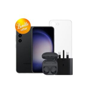 Galaxy-S23-5G-256GB-Galaxy-Buds2-Pro-25W-Adapter-Clear-Case-Screen-Protector-Bundle-Offer-Black 1