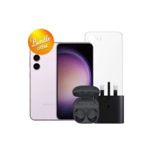 Galaxy-S23-5G-256GB-Galaxy-Buds2-Pro-25W-Adapter-Clear-Case-Screen-Protector-Bundle-Offer-Lavender