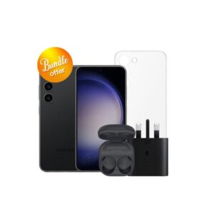 Galaxy-S23-5G-512GB-Galaxy-Buds2-Pro-25W-Adapter-Clear-Case-Screen-Protector-Bundle-Offer-Black