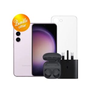 Galaxy-S23-5G-512GB-Galaxy-Buds2-Pro-25W-Adapter-Clear-Case-Screen-Protector-Bundle-Offer-Lavender