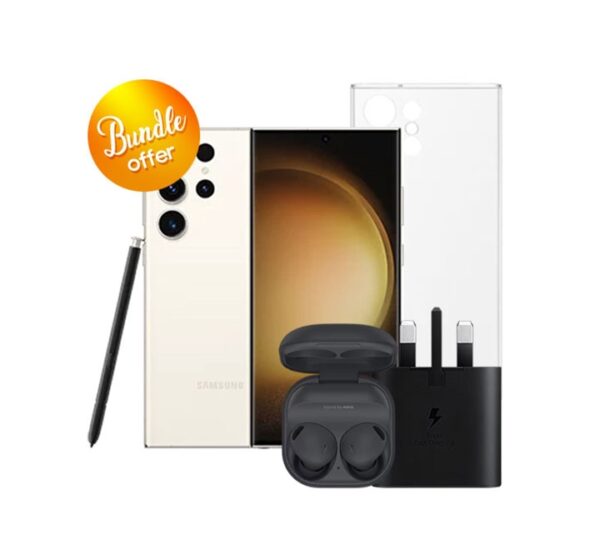 Galaxy-S23-Ultra-5G-256GB-Galaxy-Buds2-Pro-25W-Adapter-Clear-Case-Screen-Protector-Bundle-Offer 2