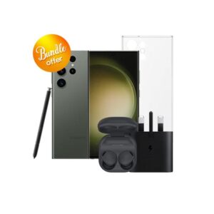 Galaxy-S23-Ultra-5G-512GB-Galaxy-Buds2-Pro-25W-Adapter-Clear-Case-Screen-Protector-Bundle-Offer-Green-