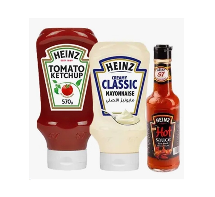 Heinz Mayonnaise 400ml + Heinz Ketchup 570g + Heinz Hot Sauce 165g