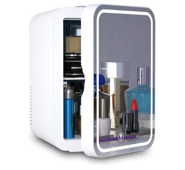 Mini Fridge Portable Mirrored Beauty Fridge With LED Lighting AC/DC