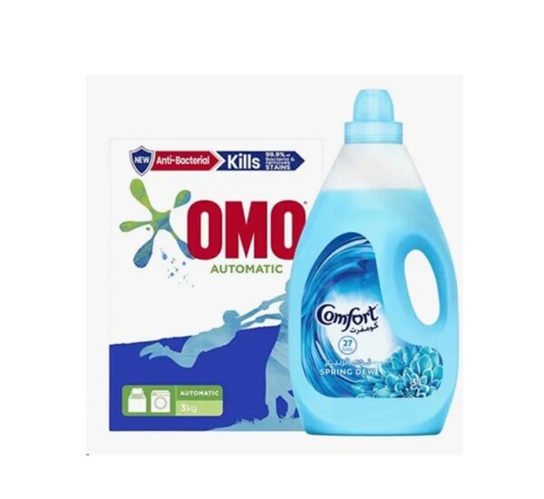 Omo-Active-Auto-Detergent-Powder-3kg-Comfort-Fabric-Softener-Spring-Dew-3L