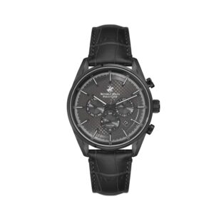 Beverly-Hills-Polo-Club-BP3004X-661-Mens-Analog-Watch-Charcoal-Grey-Dial-Multi-Function-3-Hands-Black-Leather-Strap
