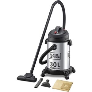 Black-Decker-WV1450-B5-1610W-Wet-and-Dry-Stainless-Steel-Tank-Drum-Vacuum-Cleaner-30-litre-Black-Silver