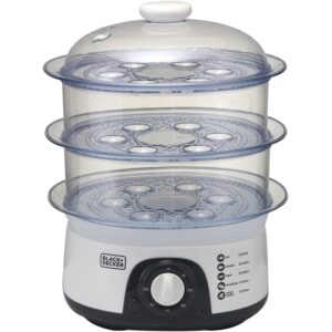 Black+Decker-HS6000-B5-775W-10-L-3-Tier-Food-Steamer-with-Timer-White