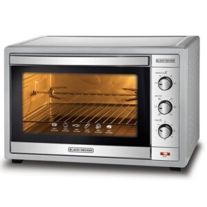 Black+Decker-TRO62RDG-62-Litres-Double-Glass-Toaster-Oven-with-Rotisserie-Silver