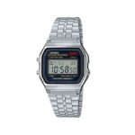 Casio, A159WA-N1DF, Men?s Watch Vintage Collection Digital, Black Dial Silver Stainless Band