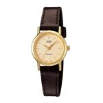 Casio, LTP-1095Q-9AD, Womens Watch Analog, Gold Dial Brown Leather Band