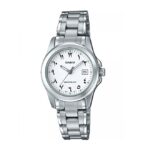 Casio, LTP-1215A-7B3DF, Womens Watch Analog, White Dial Silver Stainless Band