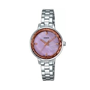 Casio-LTP-E162D-4ADF-Women-s-Watch-Analog-Pink-Dial-Silver-Stainless-Band