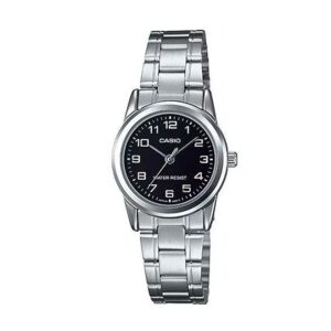 Casio-LTP-V001D-1BUDF-Women-s-Watch-Analog-Black-Dial-Silver-Stainless-Band