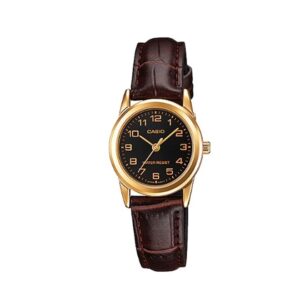 Casio-LTP-V001GL-1BUD-Women-s-Watch-Analog-Black-Dial-Brown-Leather-Band