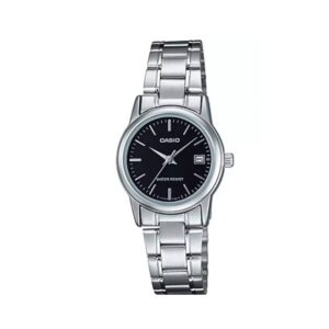 Casio-LTP-V002D-1AUDF-Women-s-Watch-Analog-Black-Dial-Silver-Stainless-Band