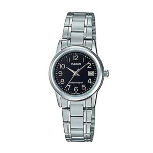 Casio-LTP-V002D-1BUDF-Women-s-Watch-Analog-Black-Dial-Silver-Stainless-Band