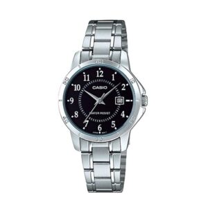 Casio-LTP-V004D-1BUDF-Women-s-Watch-Analog-Black-Dial-Silver-Stainless-Band