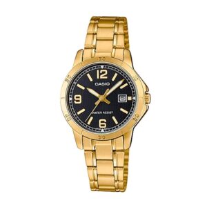 Casio-LTP-V004G-1BUDF-Women-s-Watch-Analog-Black-Dial-Gold-Stainless-Band