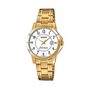 Casio-LTP-V004G-7BUDF-Women-s-Watch-Analog-White-Dial-Gold-Stainless-Band