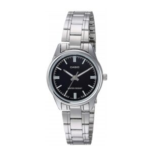 Casio-LTP-V005D-1AUDF-Women-s-Watch-Analog-Black-Dial-Silver-Stainless-Band