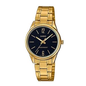 Casio-LTP-V005G-1BUDF-Women-s-Watch-Analog-Black-Dial-Gold-Stainless-Band