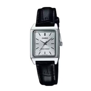 Casio-LTP-V007L-1BUDF-Women-s-Watch-Analog-Silver-Dial-Black-Leather-Band