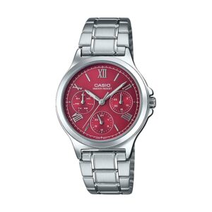 Casio-LTP-V300D-4A2UDF-Women-s-Watch-Analog-Maroon-Dial-Silver-Stainless-Band