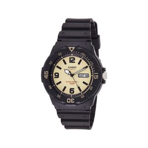 Casio, MRW-200H-5BVDF, Mens Watch Analog, Beige Dial Black Resin Band