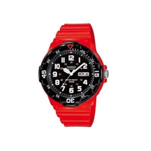 Casio, MRW-200HC-4BVDF, Mens Watch Analog, Black Dial Red Resin Band