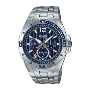Casio, MTD-1060D-2AVDF, Mens Watch Analog, Blue Dial Silver Stainless Band