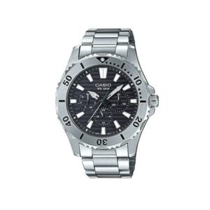 Casio, MTD-1086-1AVDF, Mens Watch Analog, Black Dial Silver Stainless Band