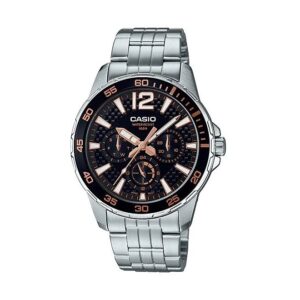 Casio, MTD-330D-1A3VDF, Mens Watch Analog, Black Dial Silver Stainless Band